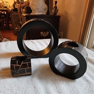 Vintage 70s Mango Wood Handmade Nesting Tealight Holders